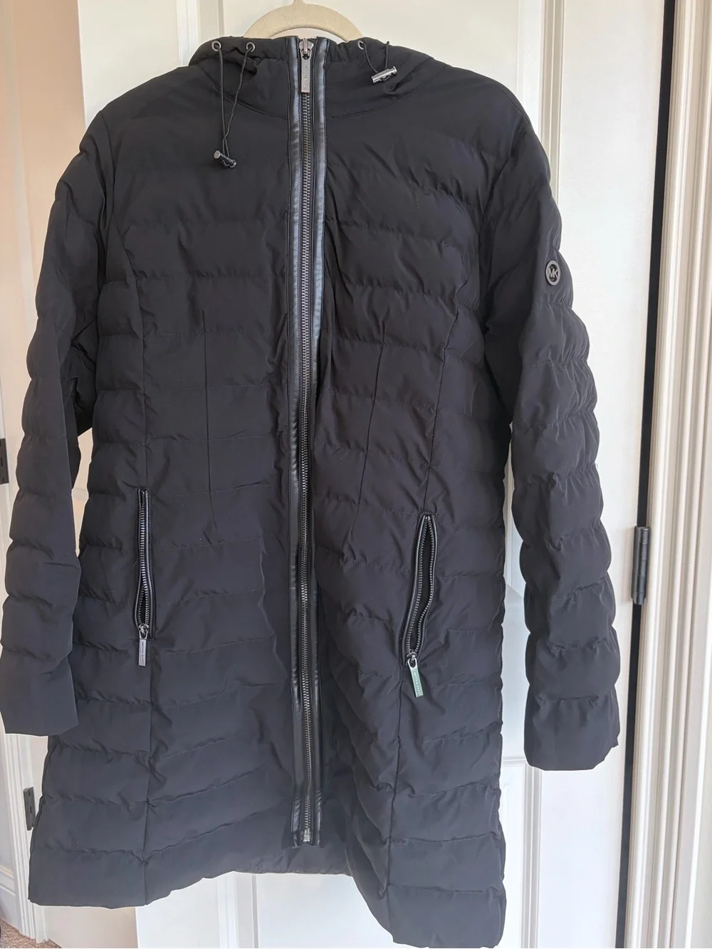 Michael Kors Women's Black Hooded Packable Puffer Coat Size L